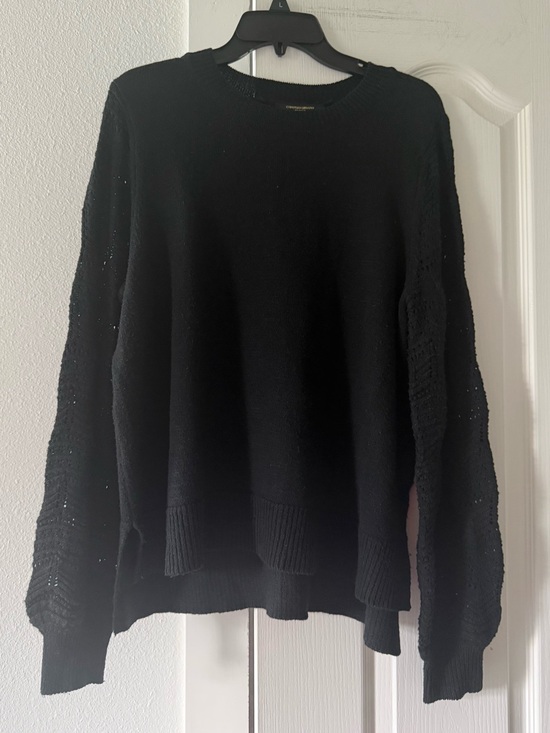 Christian Siriano Sweaters - Christian Siriano Women’s L Black Pointelle Balloon Sleeve Knit Sweater
